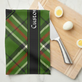 緑、黒、赤と白タータンチェック キッチンタオル (四つ折り)