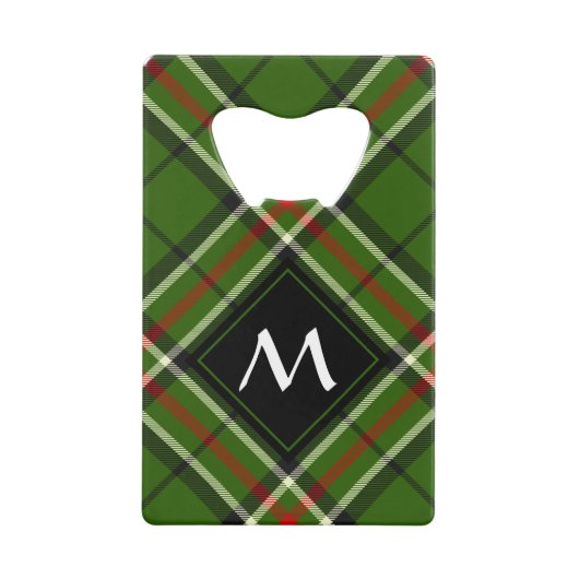 緑、黒、赤と白タータンチェック クレジットカード栓抜き (正面)