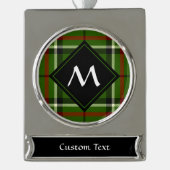 緑、黒、赤と白タータンチェック シルバープレートバナーオーナメント (正面)