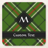 緑、黒、赤と白タータンチェック スクエアペーパーコースター (正面)