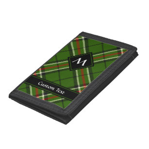 緑、黒、赤と白タータンチェック ナイロン三つ折りウォレット