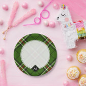 緑、黒、赤と白タータンチェック ペーパープレート (パーティー)