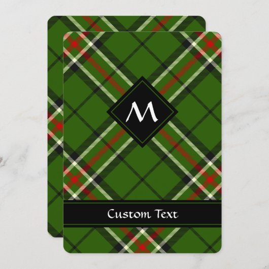 緑、黒、赤と白タータンチェック 招待状 (正面/裏面)