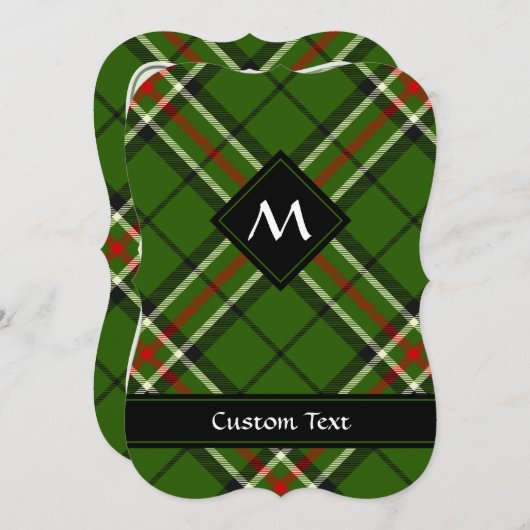 緑、黒、赤と白タータンチェック 招待状 (正面/裏面)