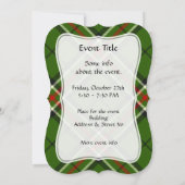 緑、黒、赤と白タータンチェック 招待状 (裏面)