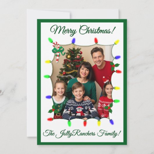 緑/Gクリスマスカード（ライトと写真つき） シーズンカード (正面)