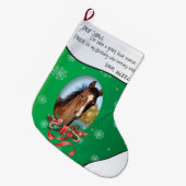 緑ADD YOUR HORSE写真と名前Santa親愛 ラージクリスマスストッキング (正面 (吊り時))