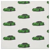 緑C6コルベット手描きスケッチ生地 ファブリック (見本)