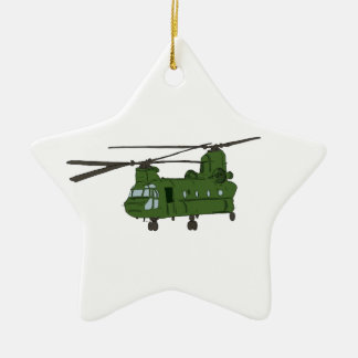 緑CH-47チヌックの軍隊のヘリコプター セラミックオーナメント