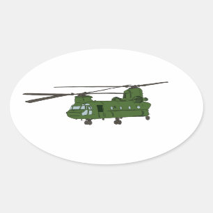 緑CH-47チヌックの軍隊のヘリコプター 楕円形シール