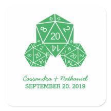 緑D20サイコロ結婚式用シール
