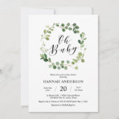 緑Oh赤ちゃんシャワーモダン台本 招待状 (正面)