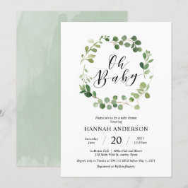 緑Oh赤ちゃんシャワーモダン台本 招待状