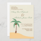 緑PALMTREEのカリブのな行先の結婚式 招待状 (正面/裏面)