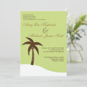 緑PALMTREEのカリブのな行先の結婚式 招待状 (スタンド正面)