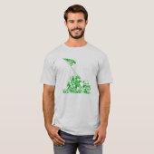 緑WWII硫黄島の旗の上昇 Tシャツ (正面フル)