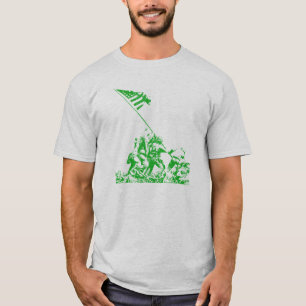 緑WWII硫黄島の旗の上昇 Tシャツ