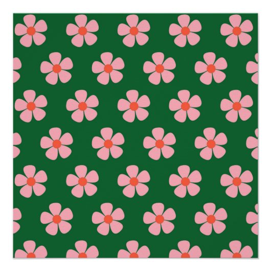 緑Y2Kワイルドフラワーはっきりした春ア鮮やかート ポスター (正面)