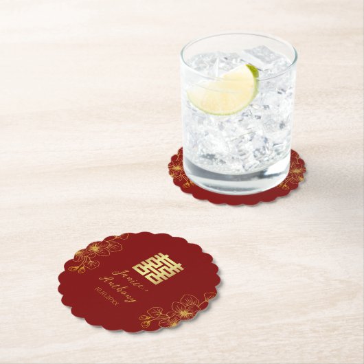 線さくらんぼ中国のの結婚花の二重習氏 ペーパーコースター (インサイチュ)