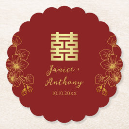 線さくらんぼ中国のの結婚花の二重習氏 ペーパーコースター