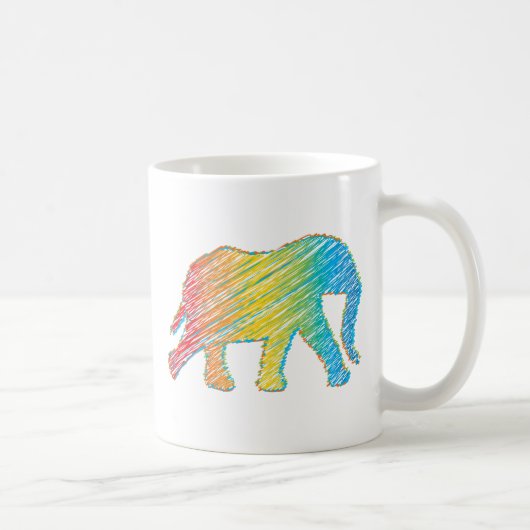 線で描かれた象 コーヒーマグカップ (右)