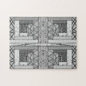 線と円が黒と白に絡み合う ジグソーパズル (横)