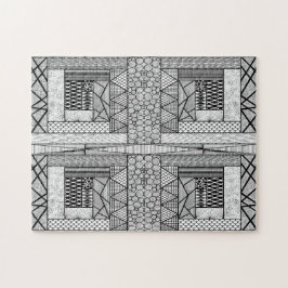 線と円が黒と白に絡み合う ジグソーパズル