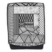 線と円が黒と白に絡み合う バックパック (正面)