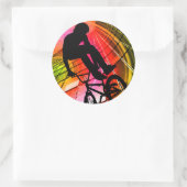 線と円のBMX ラウンドシール (バッグ)