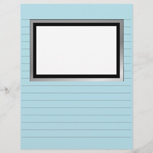 線と写真箱を付けた筆記用紙 (正面)