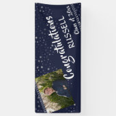 線と星 |ネイビーブルー |写真の卒業 横断幕 (縦)