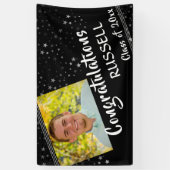 線と星 |編集可能な黒 |写真の卒業 横断幕 (縦)