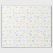 線と正方形の白いパターン ラッピングペーパー (フラット)