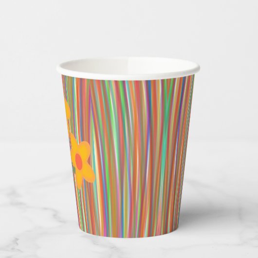 線と花 紙コップ (左)