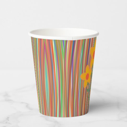 線と花 紙コップ (右)