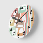 線と長方形 ラウンド壁時計 (傾斜)