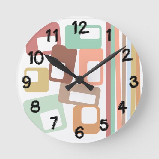 線と長方形 ラウンド壁時計 (正面)