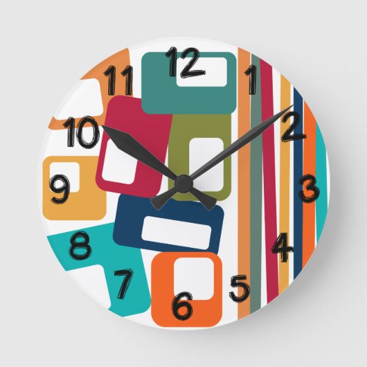 線と長方形 ラウンド壁時計 (正面)