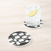線と長方形 – 黒の上に白 コースター (側面)