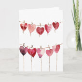 線に結び付けられたハート カード (正面)