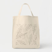 線のある白い背景を持つ黒い枠 トートバッグ (正面)