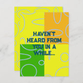 線のおもしろいレトロ四角形オレンジ インビテーションポストカード (正面/裏面)