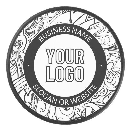 線のアートワークとモダンロゴ(編集可能文字付き) アイスホッケーパック (正面)