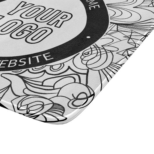 線のアートワークとモダンロゴ(編集可能文字付き) カッティングボード (角)