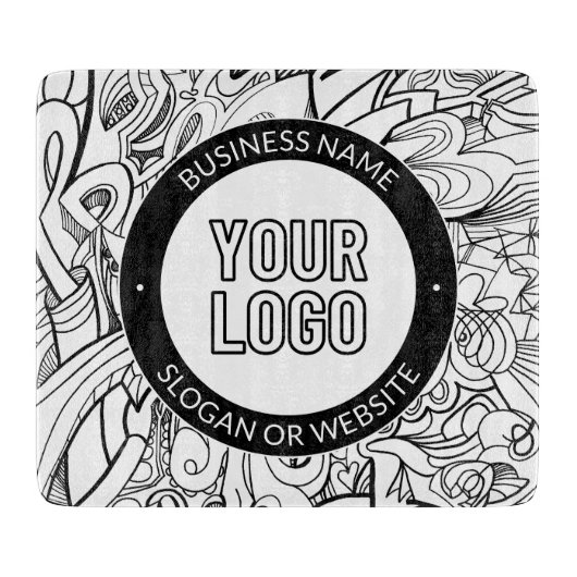 線のアートワークとモダンロゴ(編集可能文字付き) カッティングボード (正面)