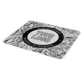 線のアートワークとモダンロゴ(編集可能文字付き) カッティングボード (角)