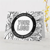 線のアートワークとモダンロゴ(編集可能文字付き) カード (黄色い花)