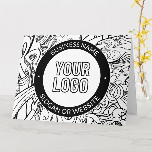 線のアートワークとモダンロゴ(編集可能文字付き) カード (黄色い花)