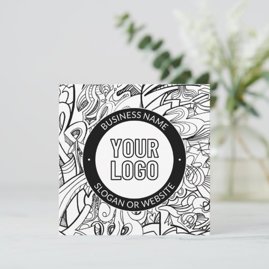 線のアートワークとモダンロゴ(編集可能文字付き) カード (スタンド正面)