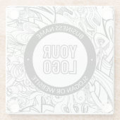 線のアートワークとモダンロゴ(編集可能文字付き) ガラスコースター (裏面)